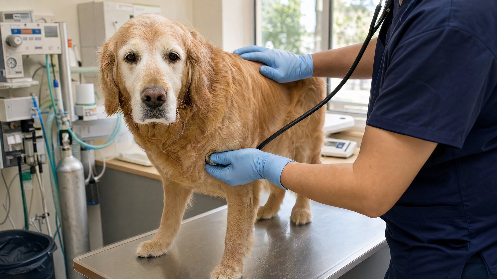Veterinarian examining a dog before anesthesia